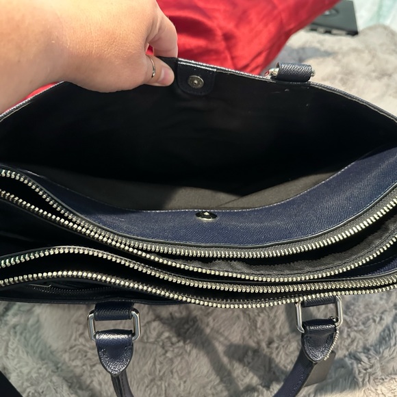Navy blue Coach laptop bag/soft briefcase with long strap - Picture 4 of 7